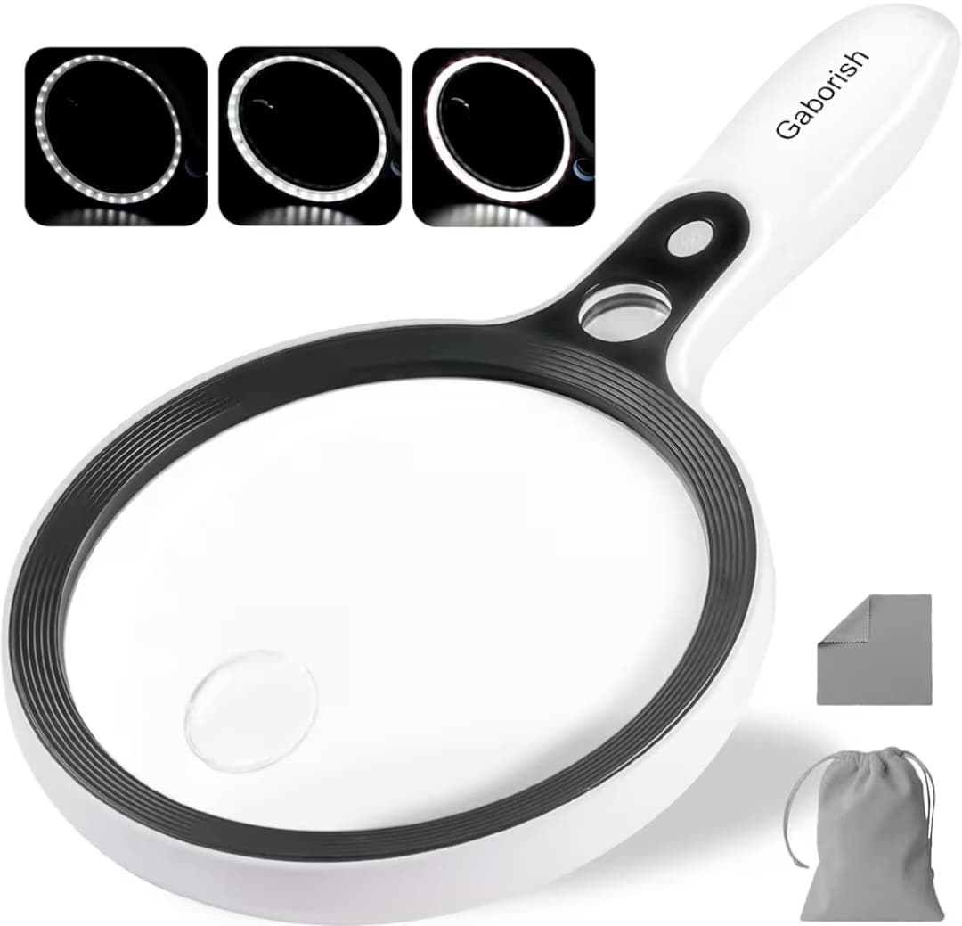 Large LED Magnifying Glass - 3 Light Modes