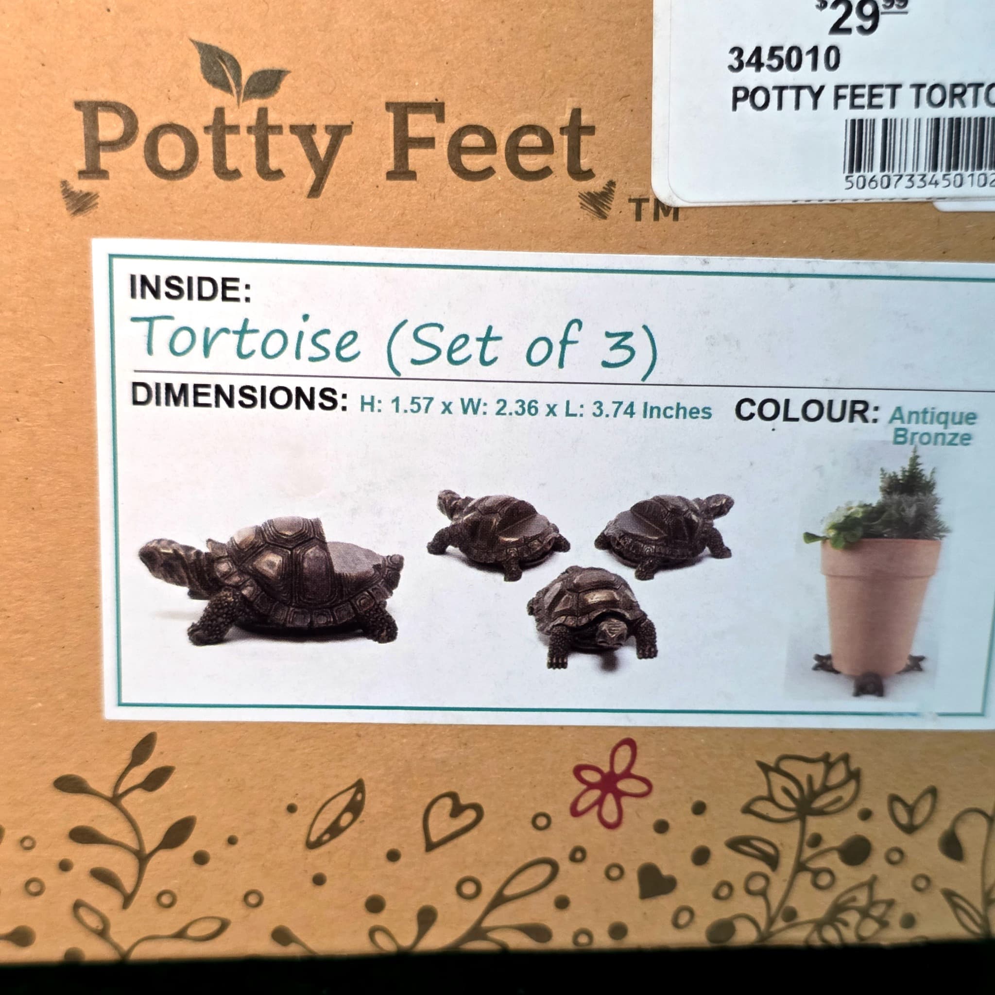 Potty Feet Tortoise Plant Pot Feet, Set of 3