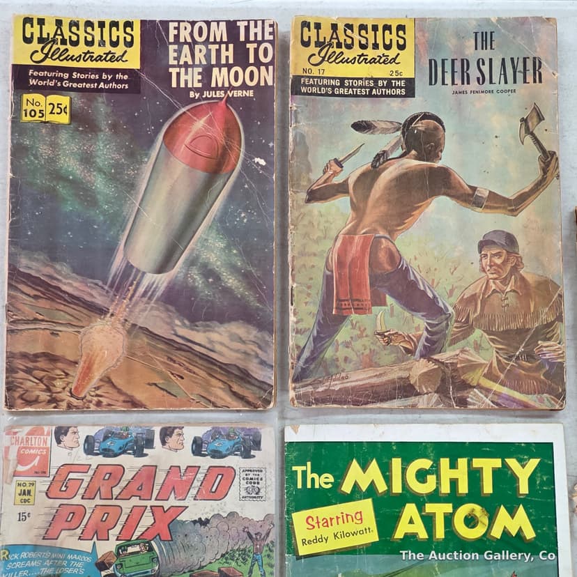Vintage Comic Book Lot of 5 โ Classics Illustrated, Grand Prix, Grimm's Ghost Stories โ photo 2