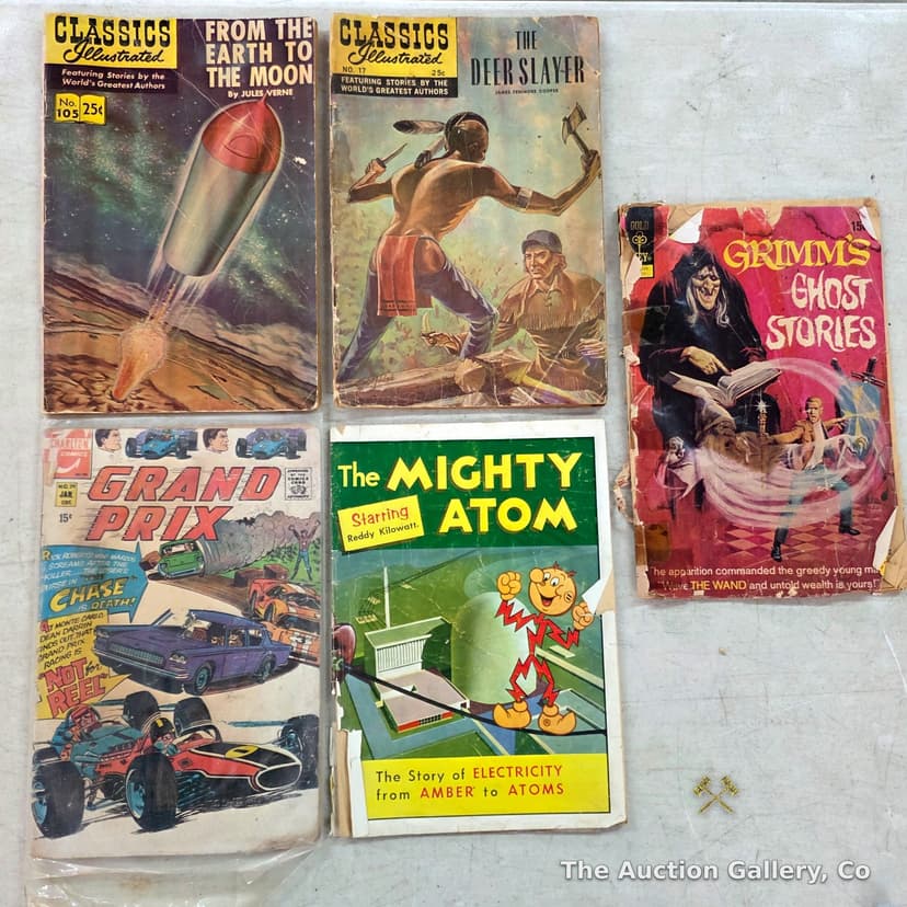 Vintage Comic Book Lot of 5 โ Classics Illustrated, Grand Prix, Grimm's Ghost Stories
