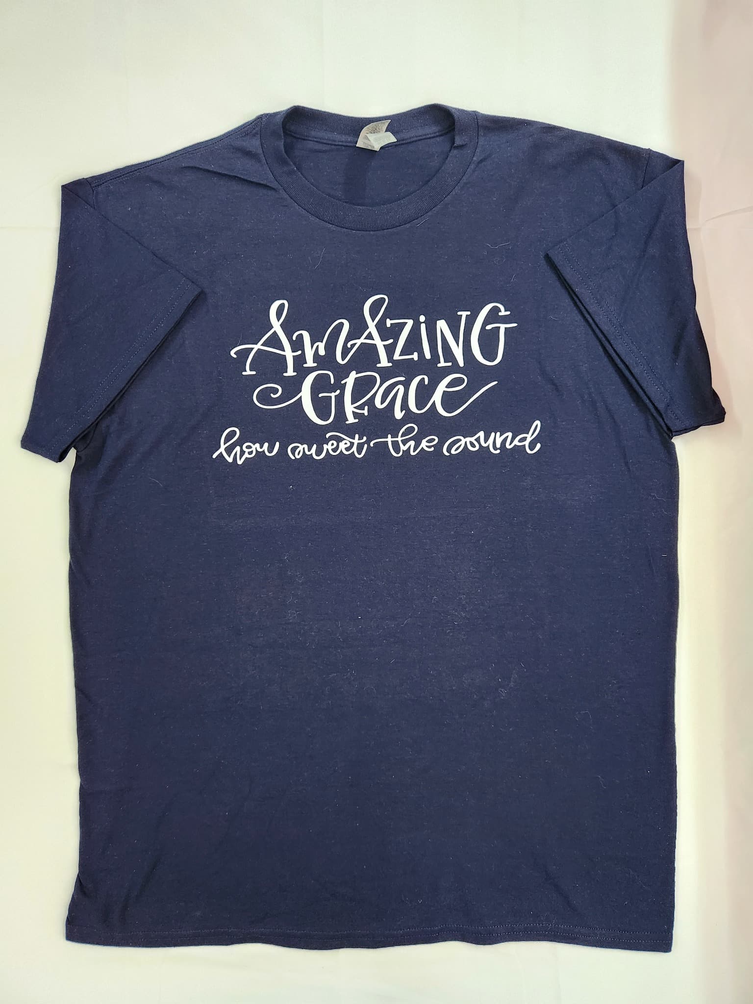 Amazing Grace Graphic T-Shirt, Women's Large, Navy