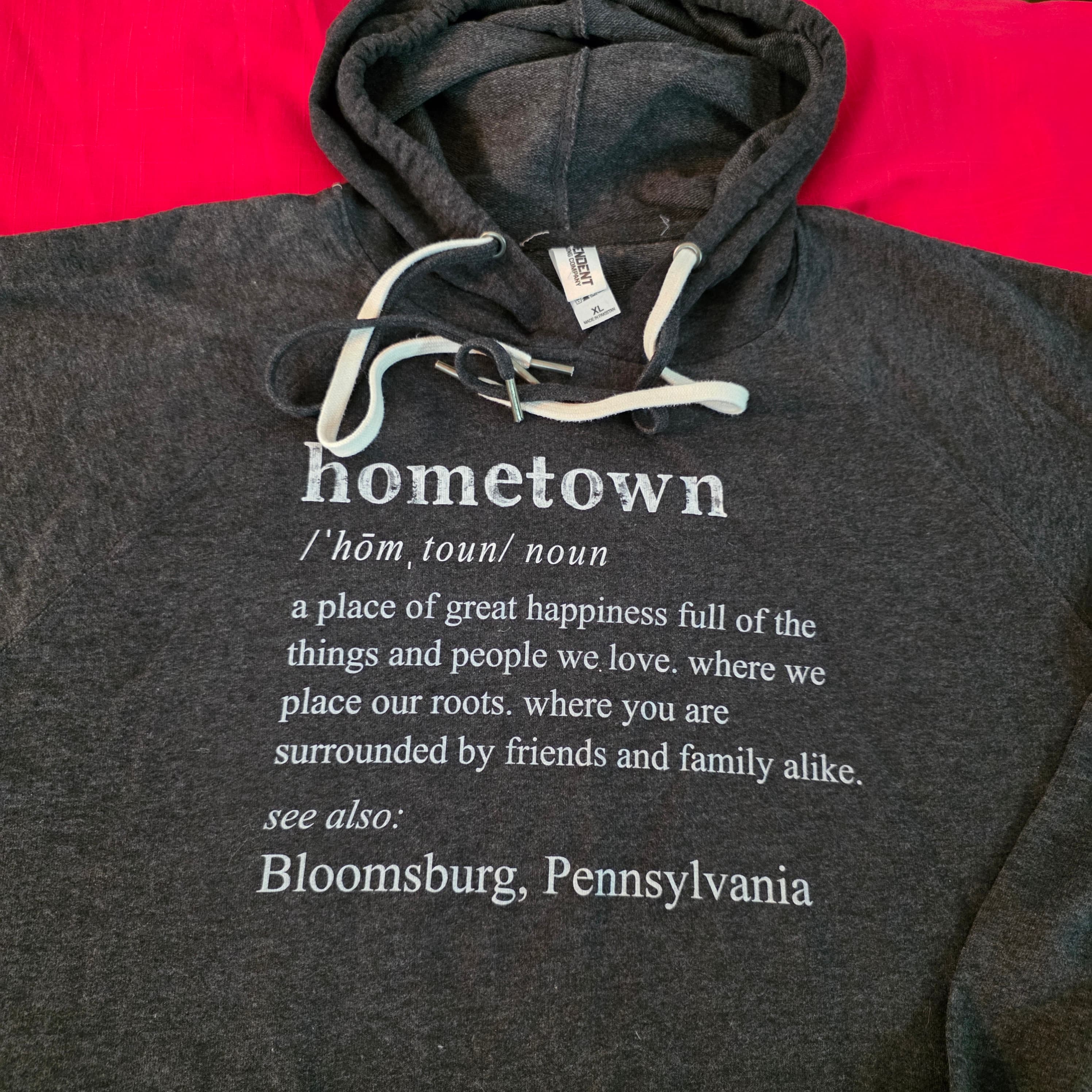 Bloomsburg Pennsylvania Hometown Hoodie Sweatshirt, Size XL