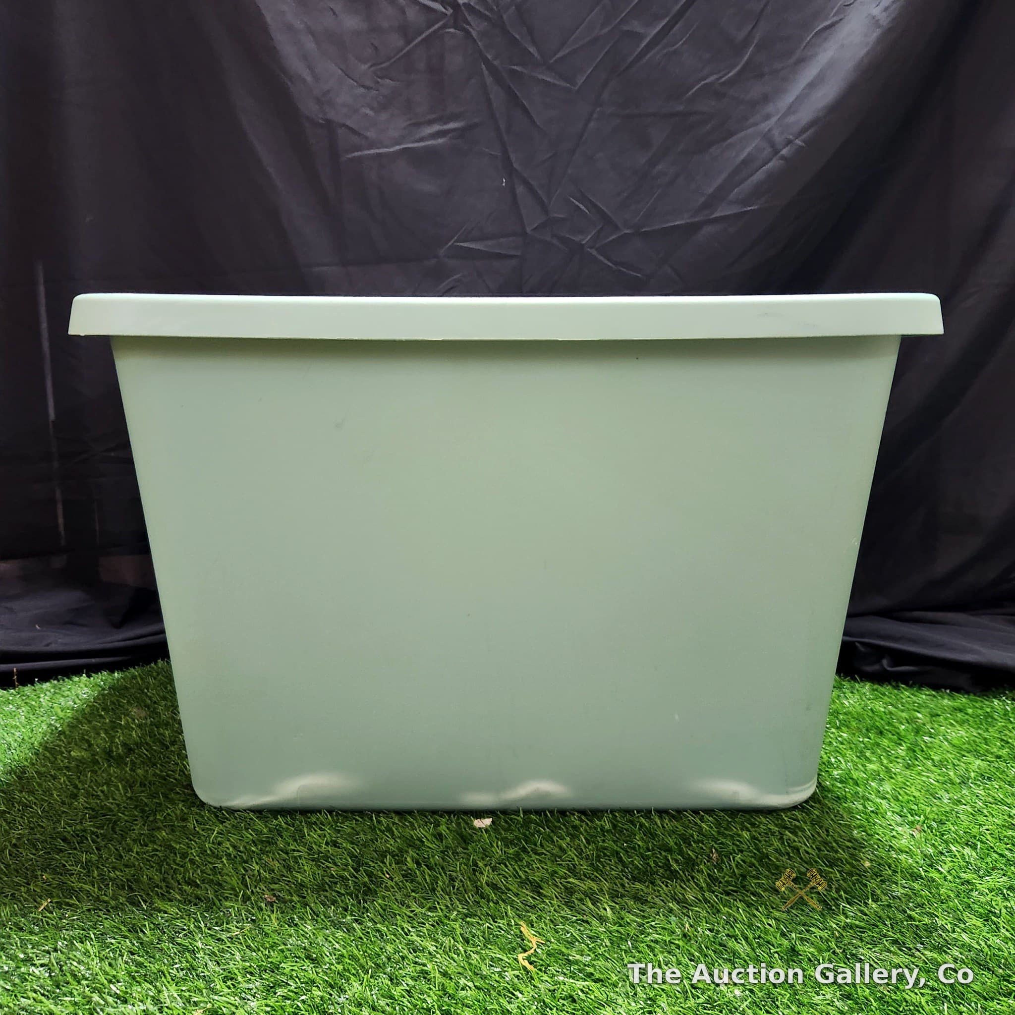 Sterilite Large Plastic Storage Tote with Lid, Sage Green