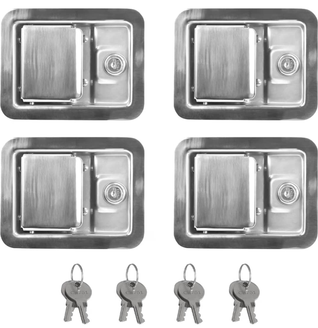 4 Pack 5.5" Stainless Steel Replacement Latch Handle with 4 Keys for RV, Truck Toolboxes, Trailer Door Latch, UTV, Campers, Tool Box