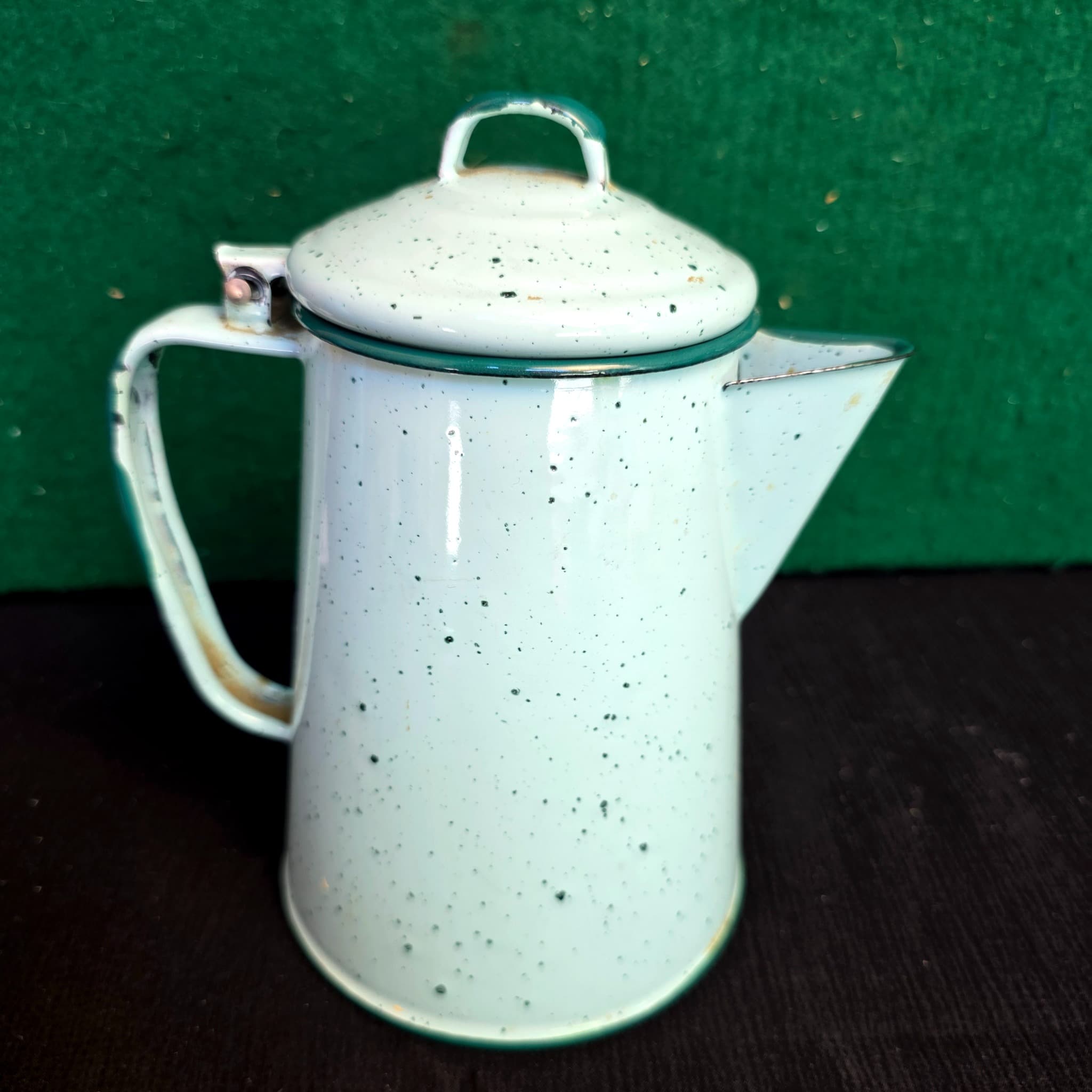 Vintage Speckled Enamelware Coffee Pot with Lid