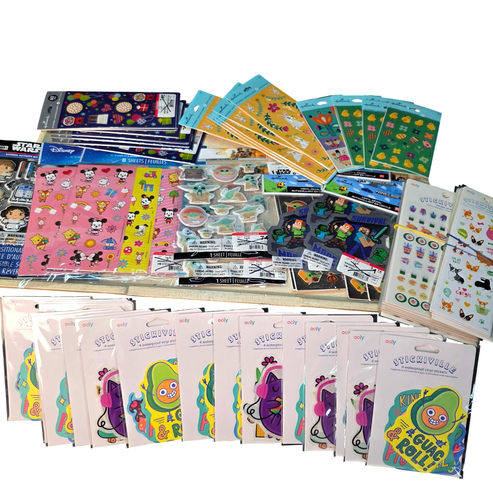 Large Lot of Brand New Sticker Packs β Disney, Star Wars, Minecraft, Ooly & More