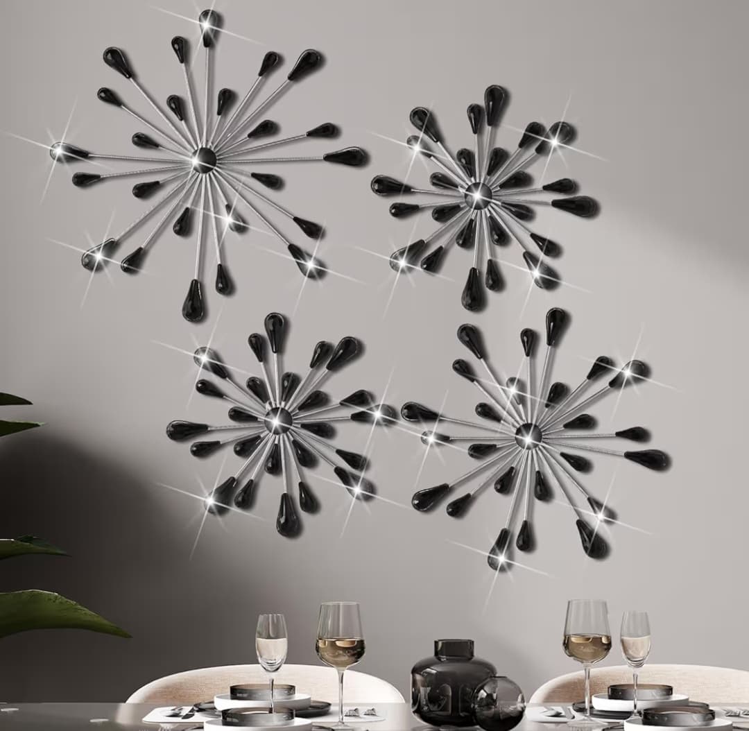 Black Diamond Starburst Wall Decor, 4 pc