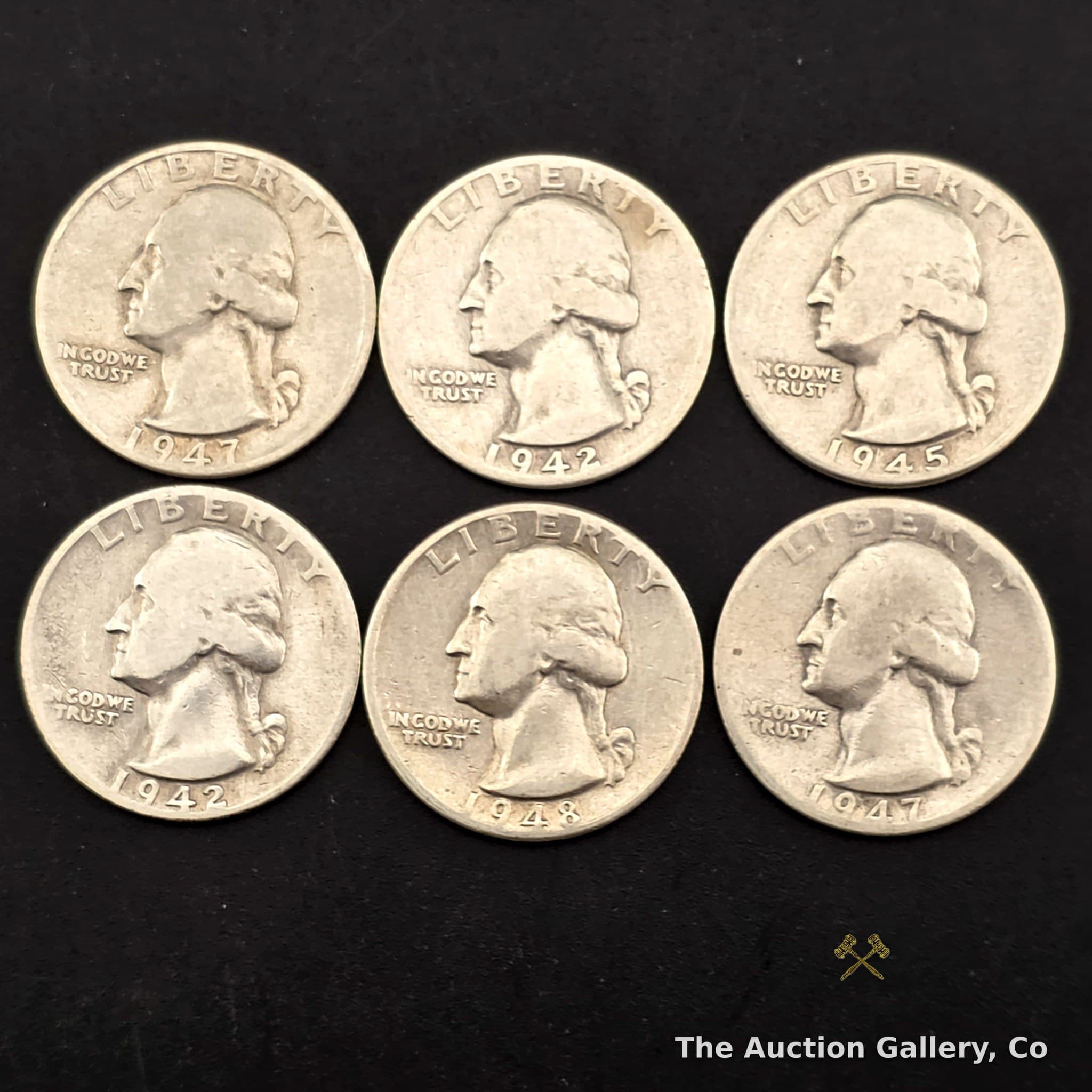 Washington Silver Quarters, Lot of 6, Denver Mint, Assorted Dates