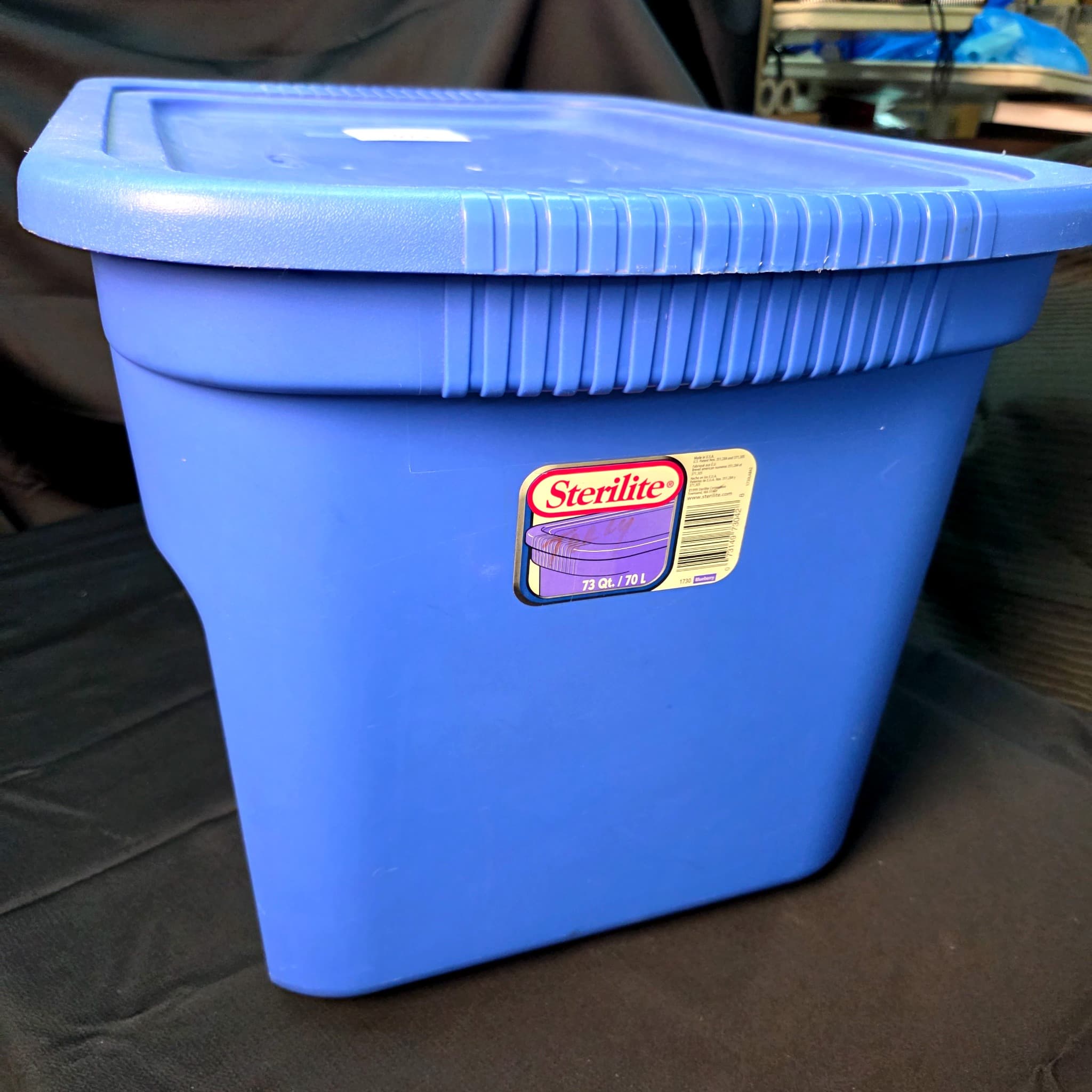 Sterilite 73 Qt Blue Storage Tote with Lid