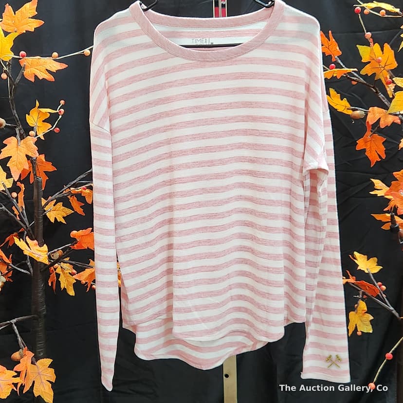 Time and Tru Striped Long-Sleeve Top, Women's Medium, New β photo 3