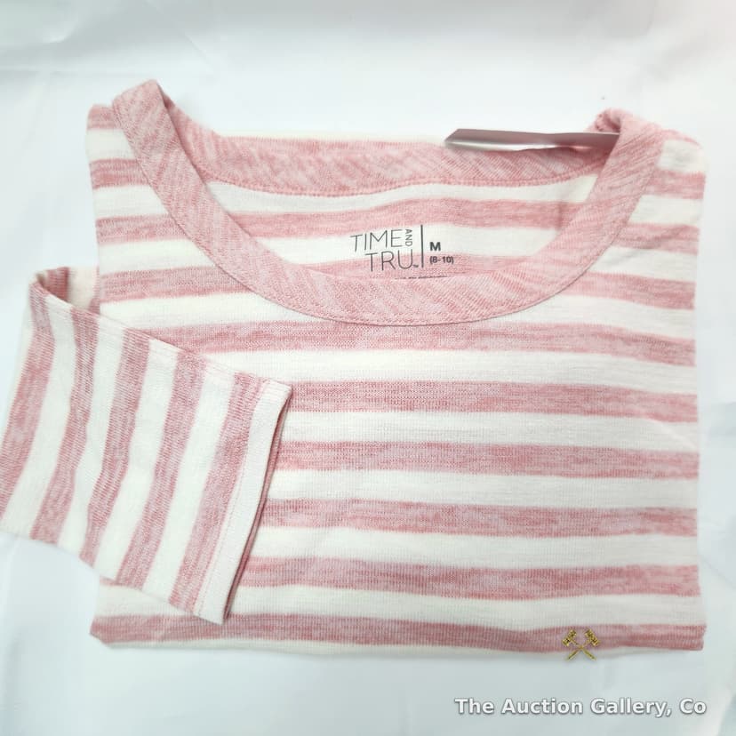 Time and Tru Striped Long-Sleeve Top, Women's Medium, New