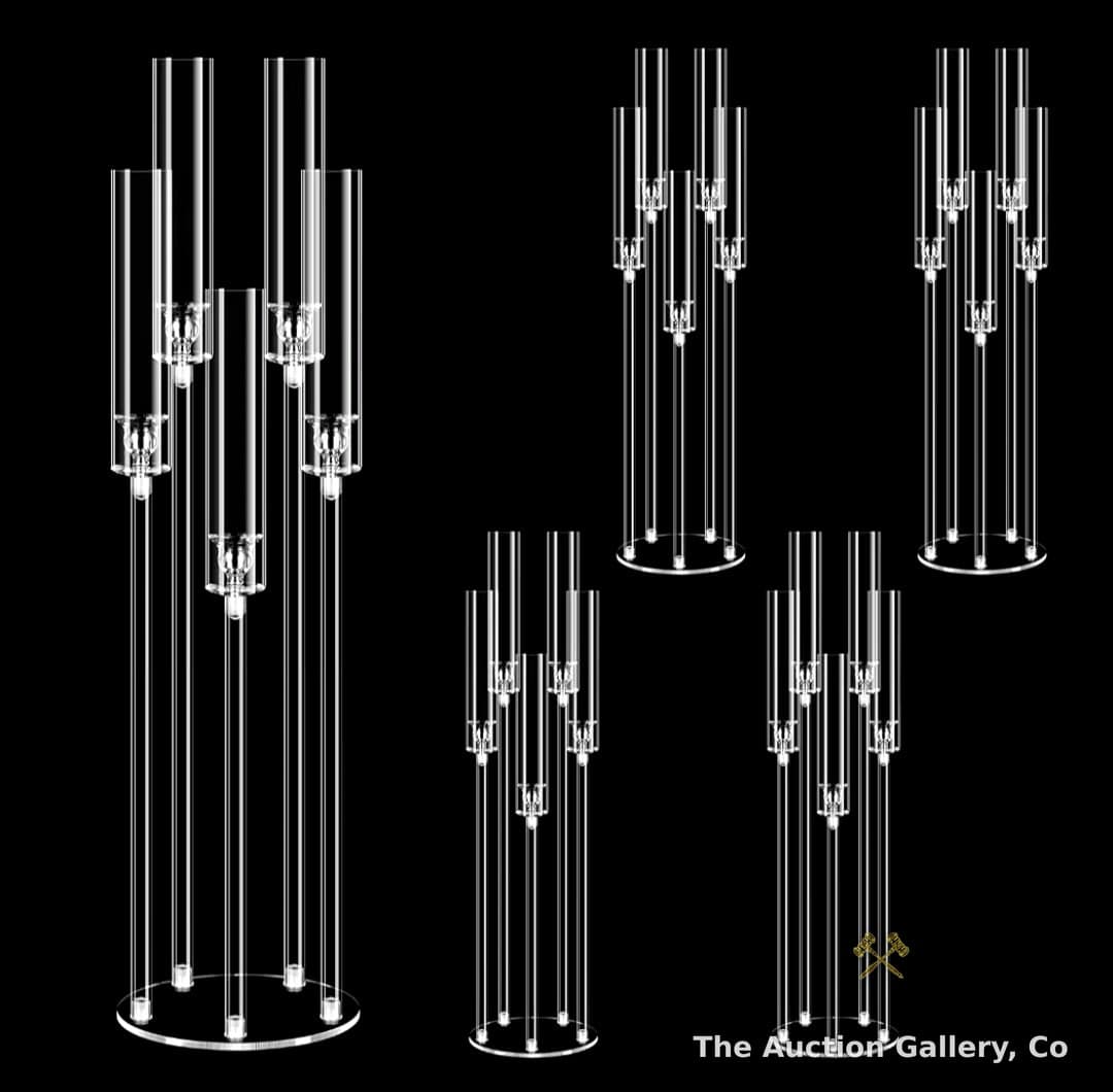 Clear Acrylic 5-Arm Candelabra Centerpiece Set of 4