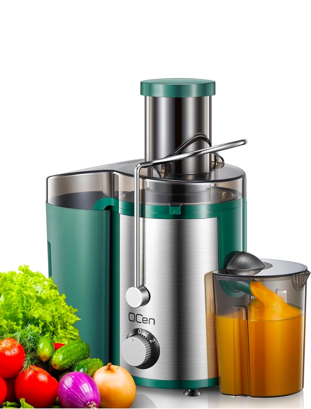 Juicer Machine, 800W Centrifugal Juicer Extractor with Wide Mouth 3β Feed Chute for Fruit Vegetable, Easy to Clean, Stainless Steel, BPA-free (Green)