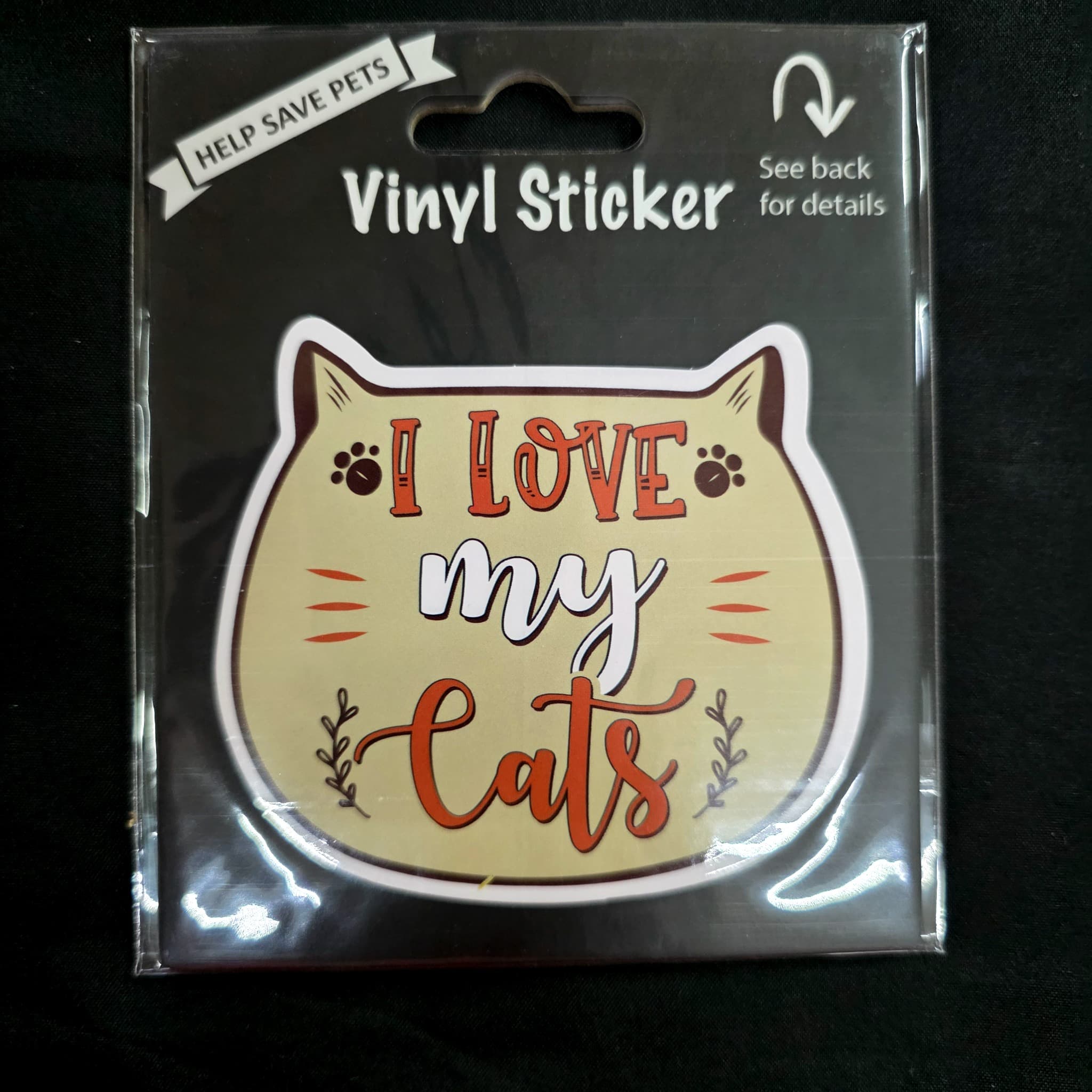 "I Love My Cats" Vinyl Sticker, New