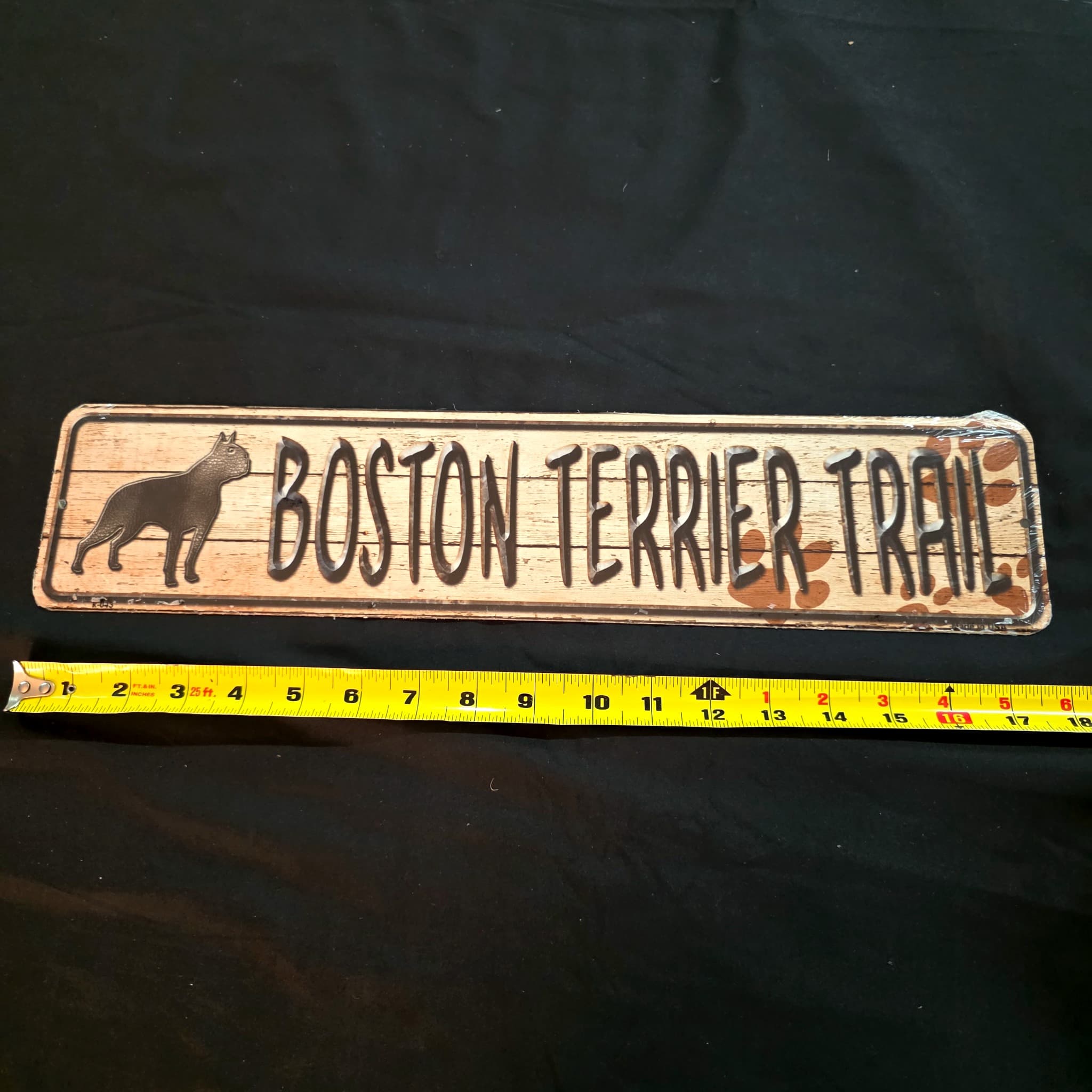 Boston Terrier Trail Metal Street Sign, 18"