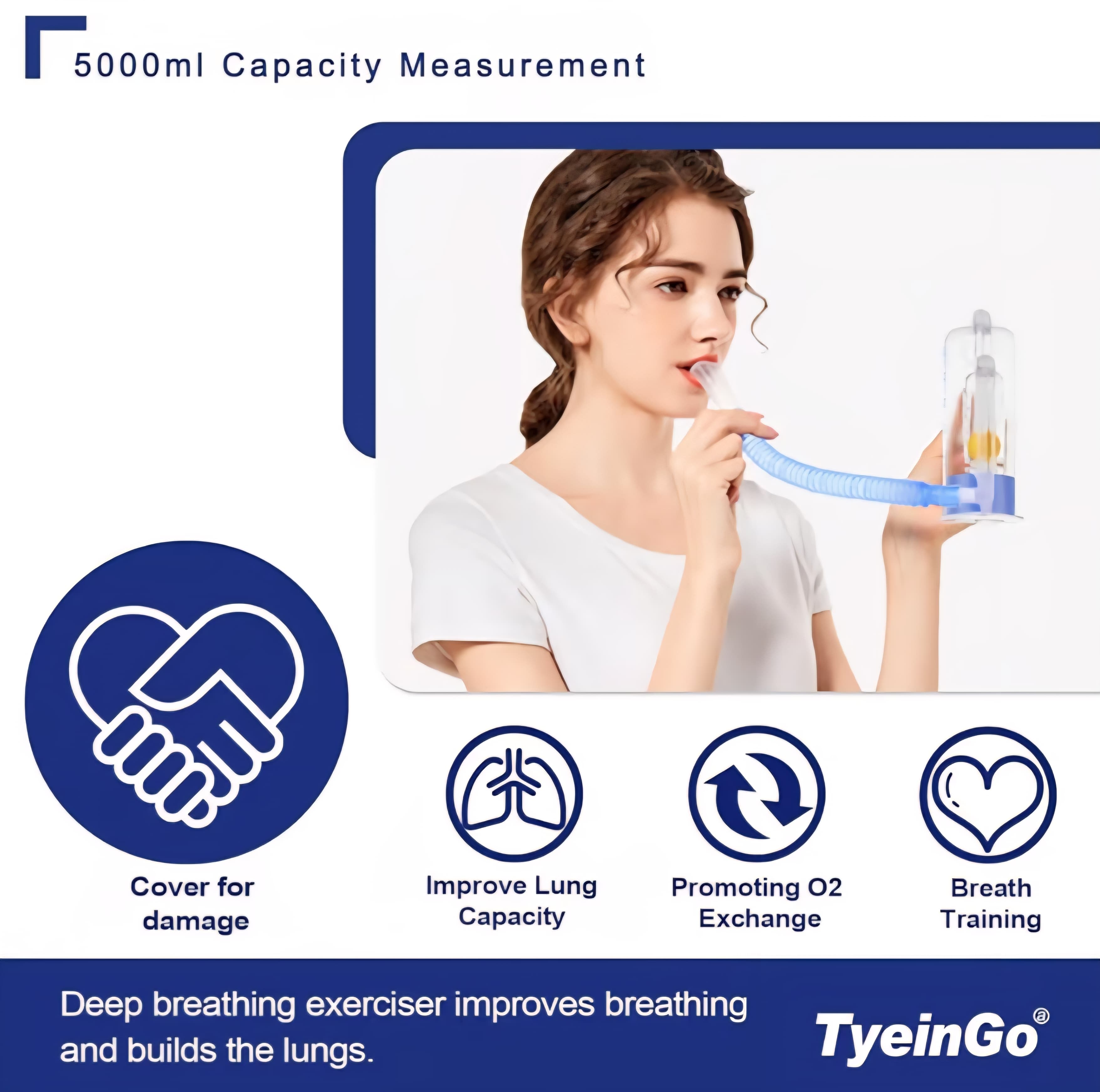 Breathing Exercise Device for Lungs β 5000ml Volumetric