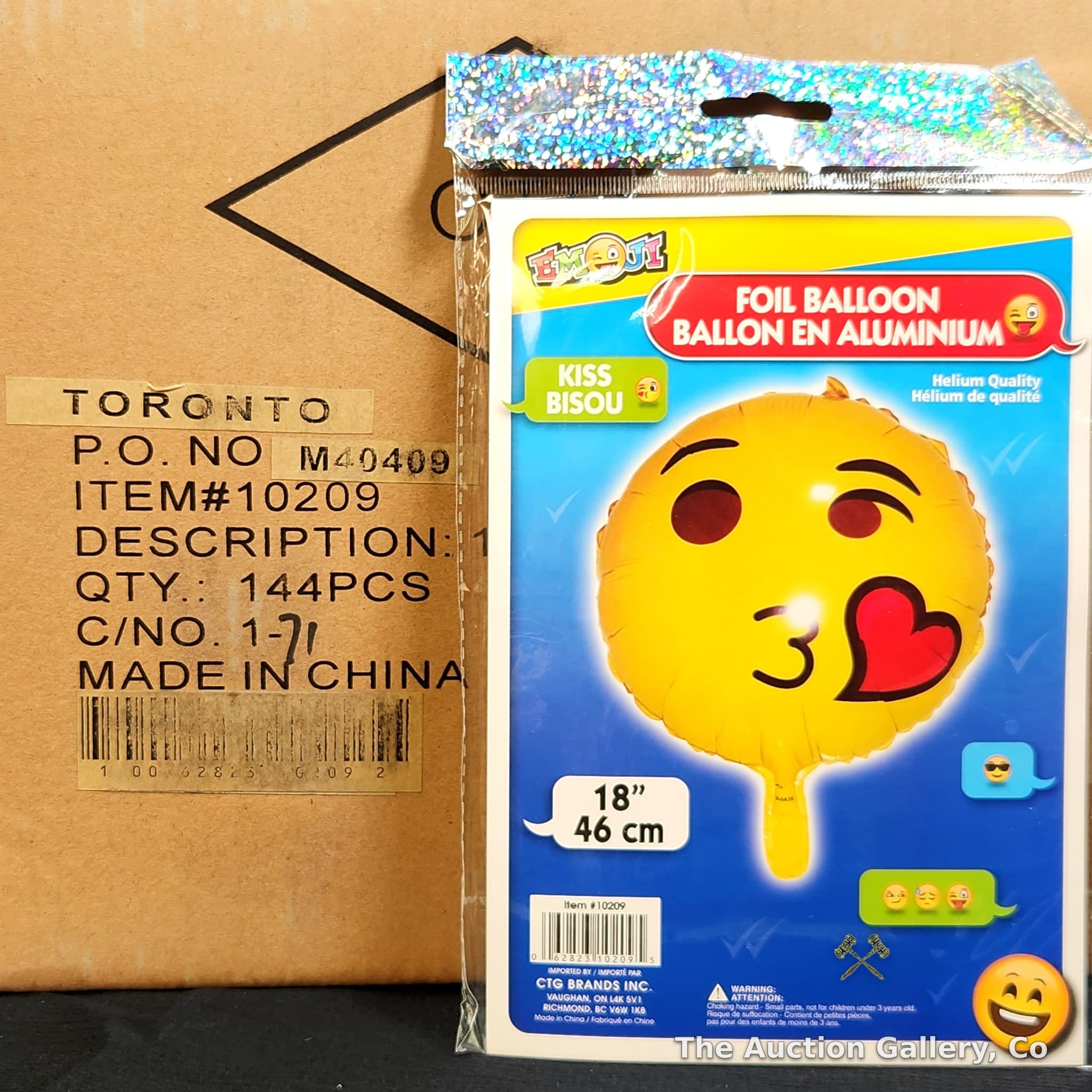 CTG Emoji Kiss Foil Balloons, 18", Case of 144