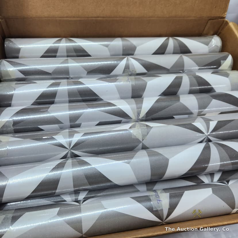 Geometric Wallpaper Rolls, Gray & White, Lot of 20 β photo 2