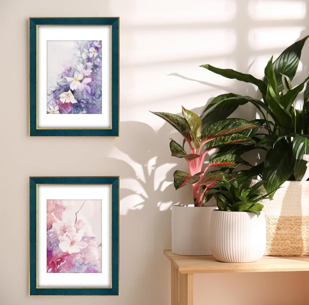 (2 Pack) Navy Suede Picture Frames - 10x13