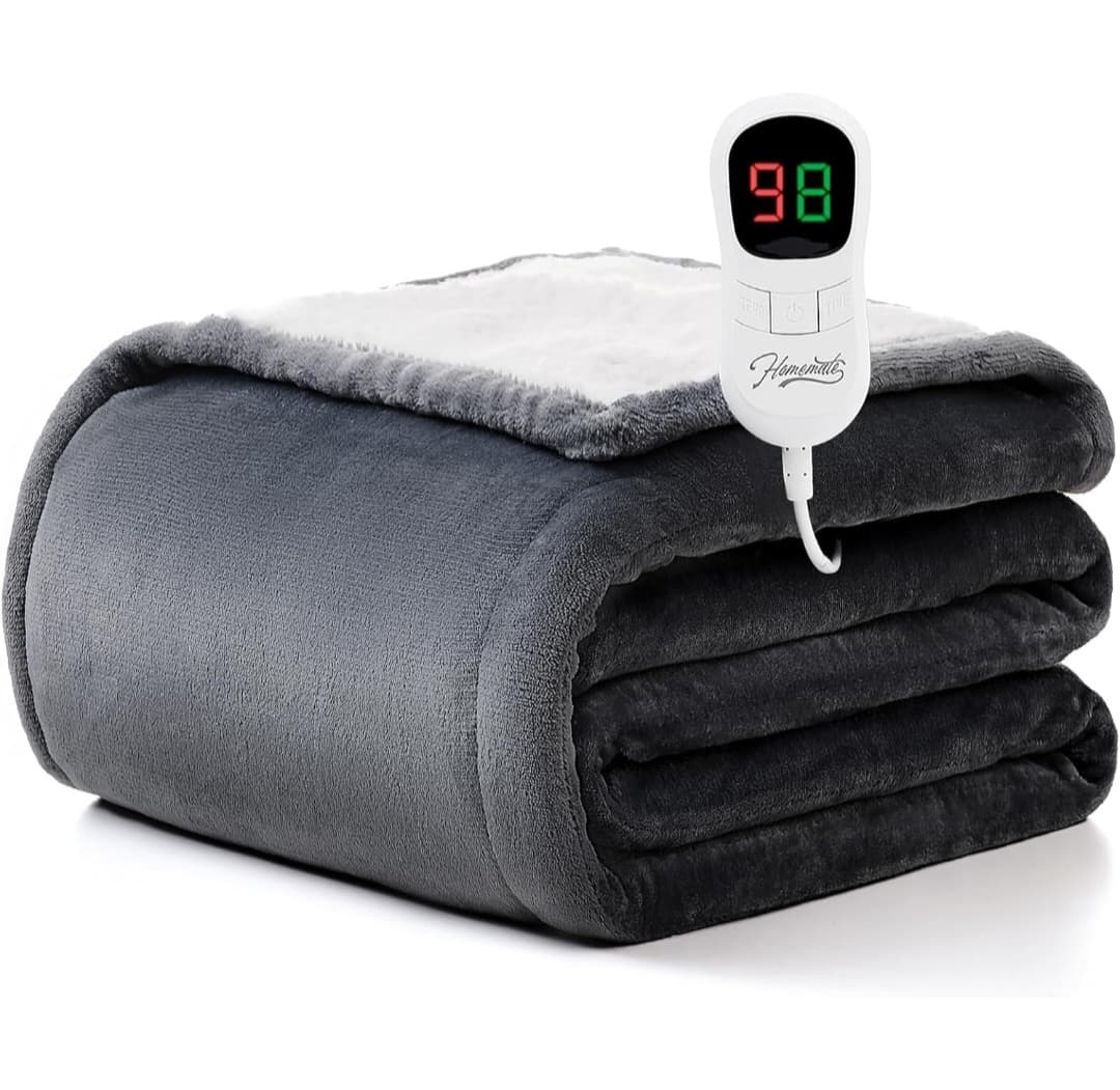 Heated Electric Sherpa Throw Blanket - 50x60 (Grey)