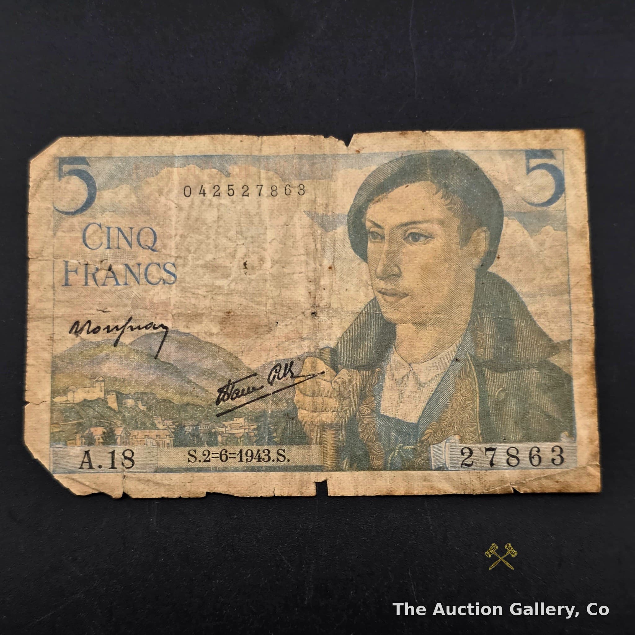 1943 France 5 Francs Banknote, Berger Series