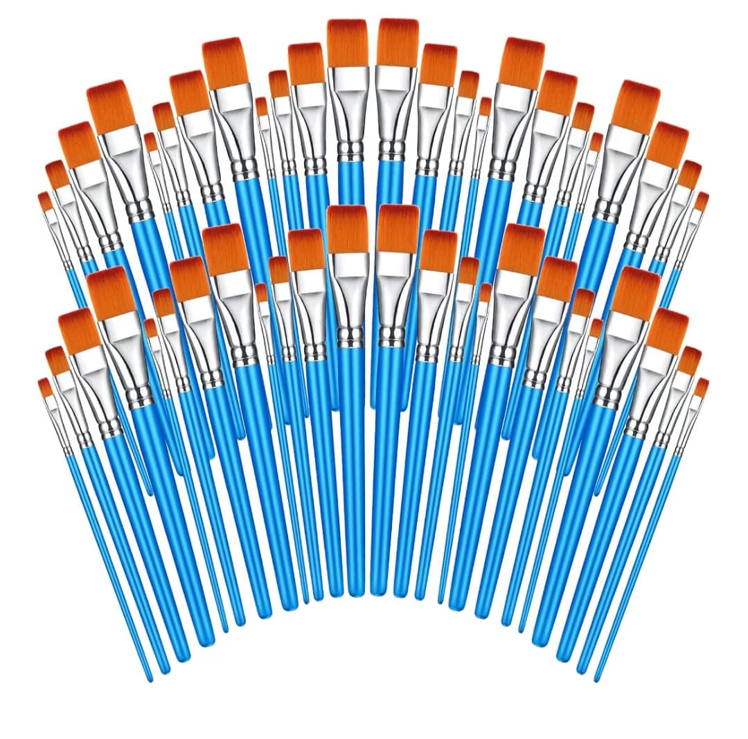 48 Pcs Paint Brush Set - (1, 0.75, 0.5, 0.25 Inch,Flat Style)