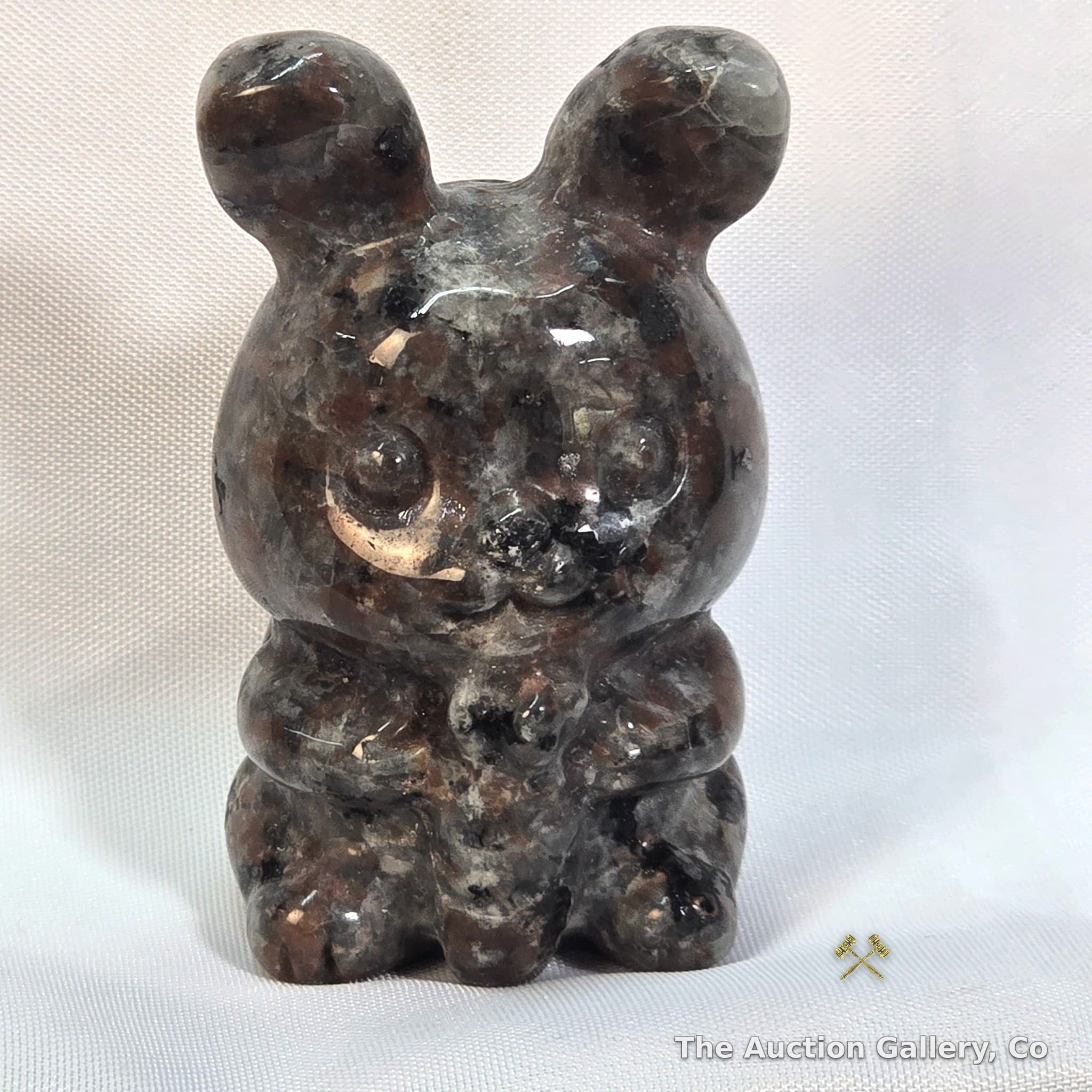 Polished Stone Bear Figurine, Approx. 2" Tall