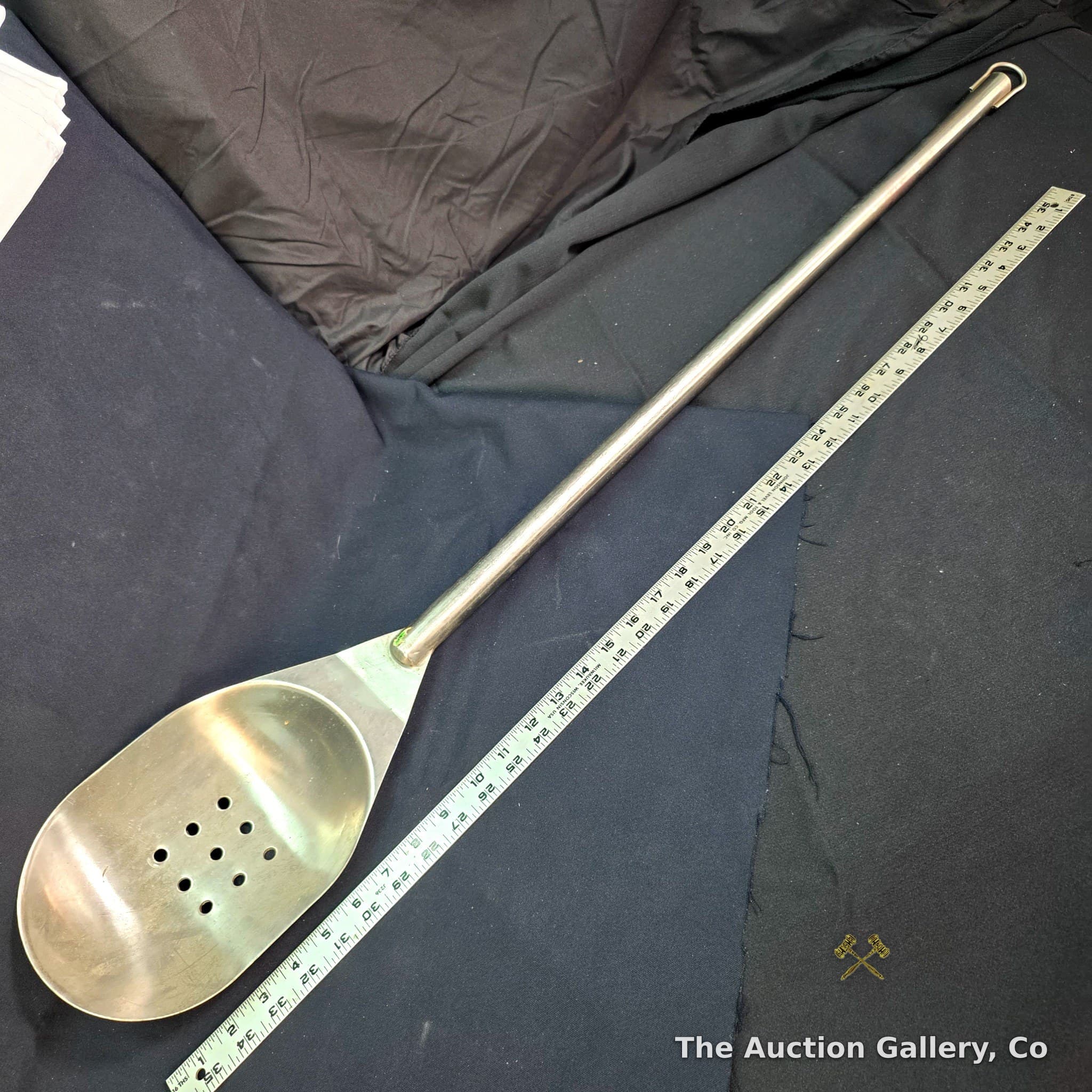 Large Stainless Steel Perforated Ladle, 40 inches