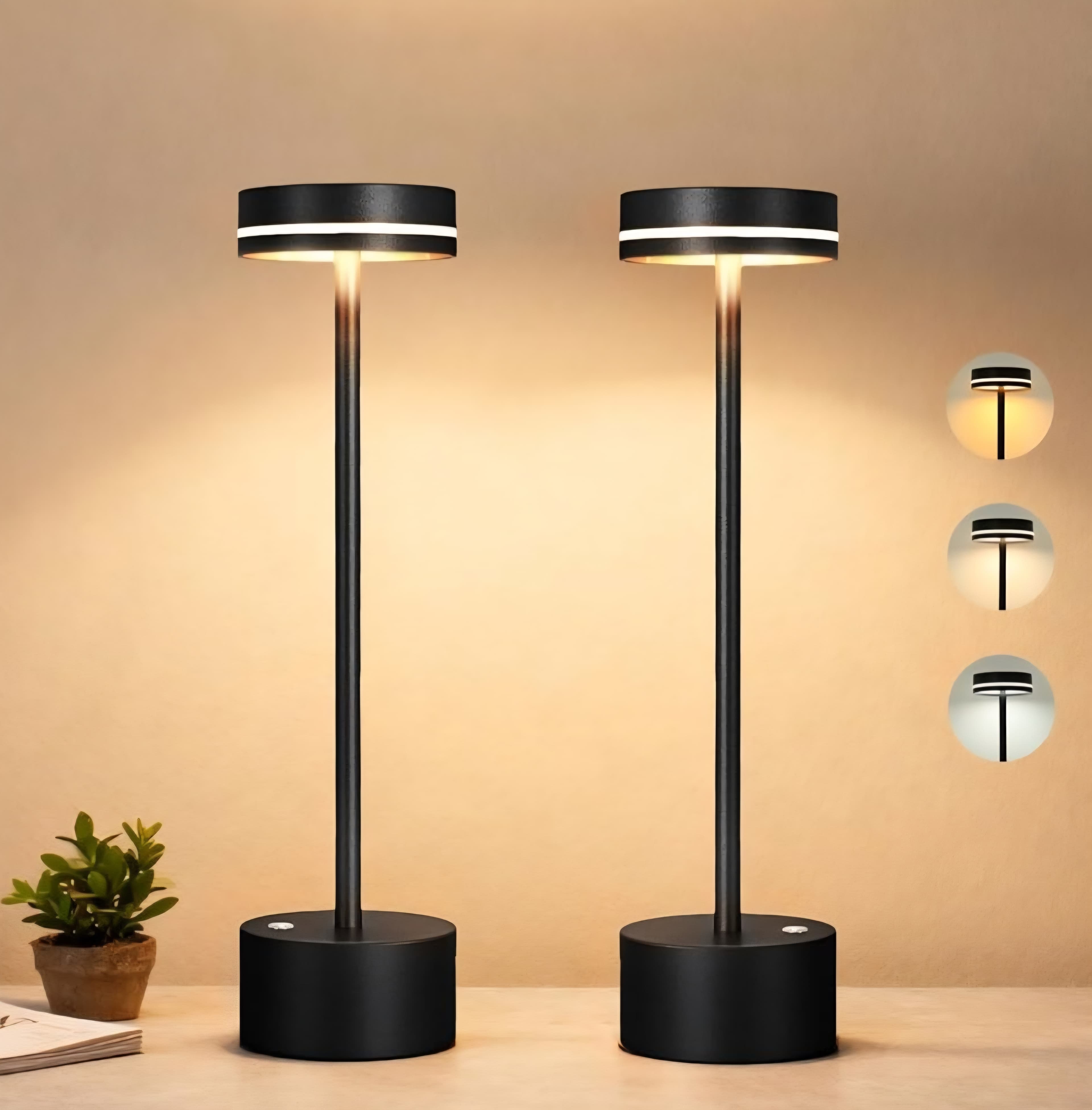 Cordless Table Lamp Set - Black