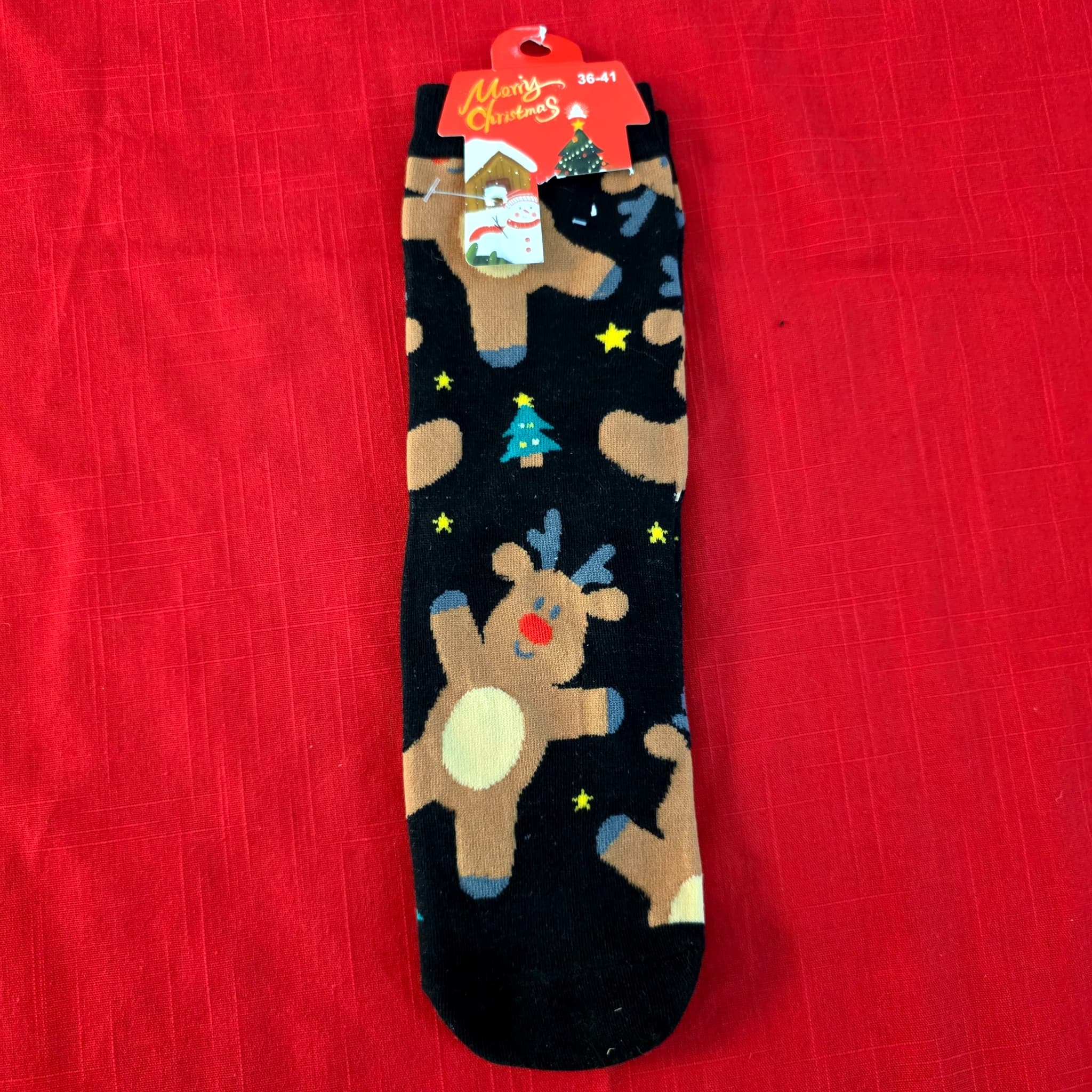 Christmas Reindeer Novelty Socks, 1 Pair, Size 36-41