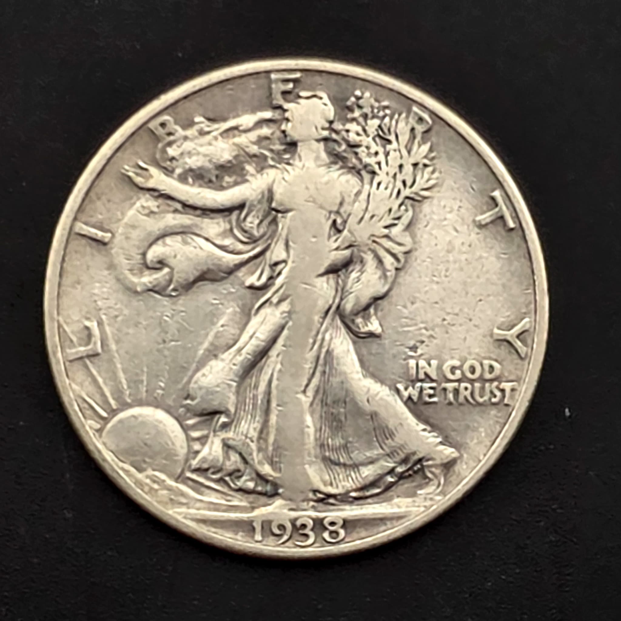 1938 Walking Liberty Half Dollar, 90% Silver