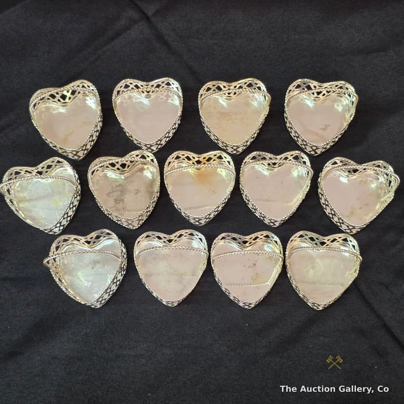 Set of 12 Silver-Tone Heart Basket Favors, New β photo 2