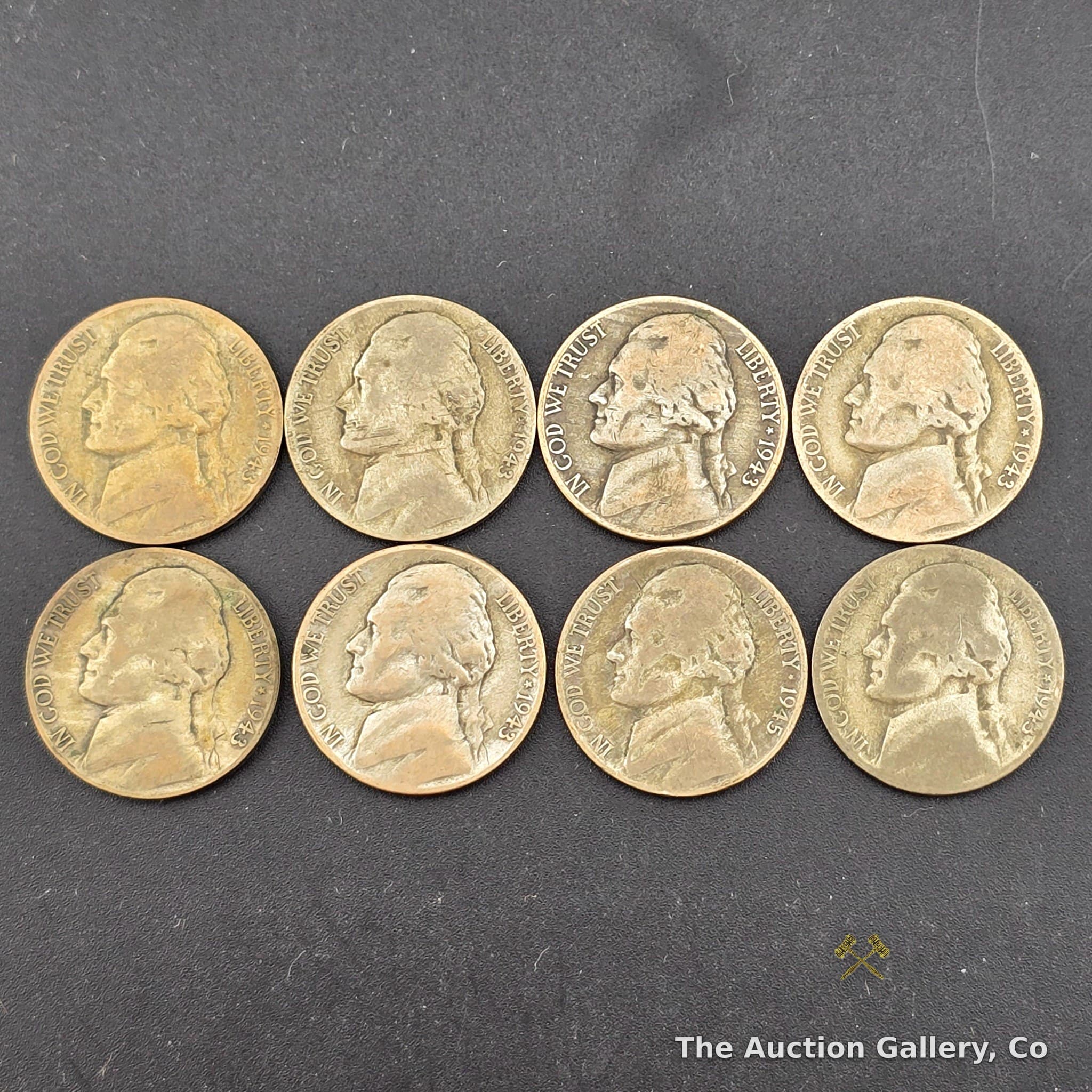 1943-P/S Wartime Jefferson Nickels, Set of 8, 35% Silver
